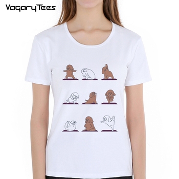 Newest Funny Animal Bodybuilding Design T-Shirt For Women Poodle/Labrador Retrievers/Otter Print T Shirt Summer Hipster Tops Tee